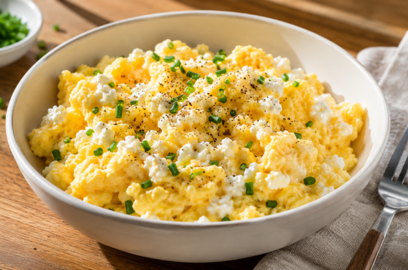 Creamy Scrambled Eggs with Cottage Cheese (High-Protein!)