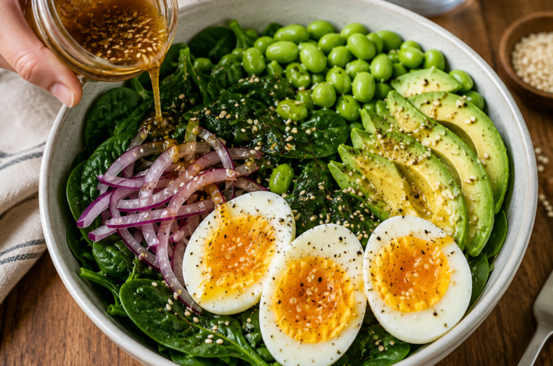 Hard Boiled Eggs Edamame Avocado Bowl (Easy & Healthy)