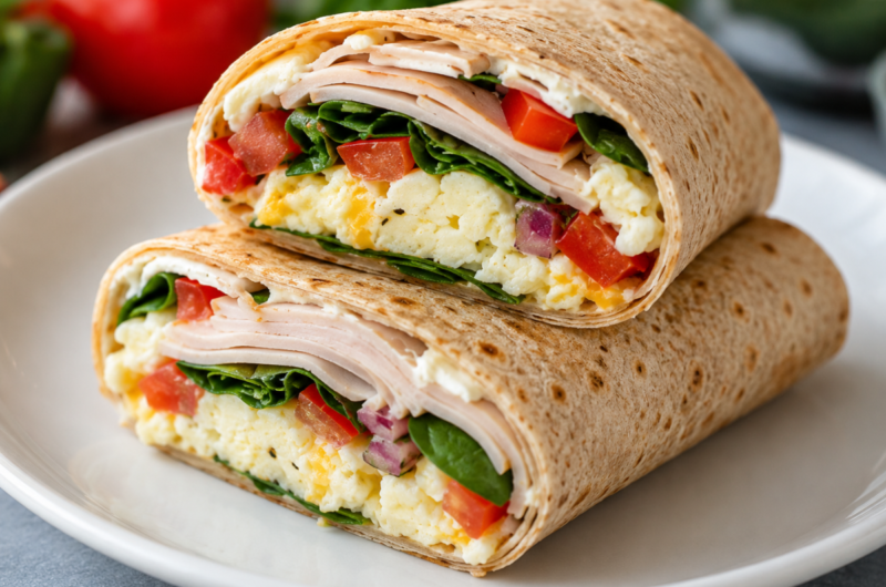 Easy High-Protein Breakfast Wrap with Turkey and Egg Whites